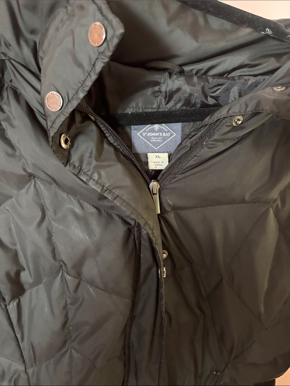 St. John's Bay Black Quilted Puffer Coat